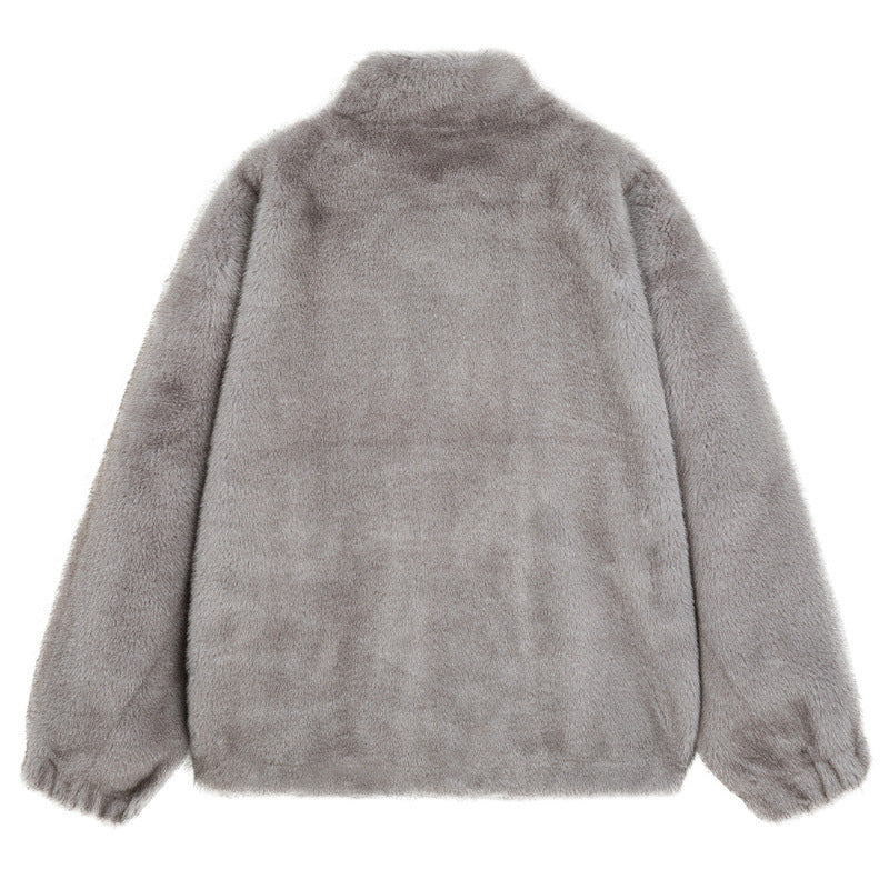 𝔾𝕣𝕠𝕦𝕟𝕕ℤ𝕖𝕣𝕠®2026年秋冬款復古嘻哈短毛絨立領男女中性保暖外套