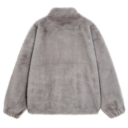 𝔾𝕣𝕠𝕦𝕟𝕕ℤ𝕖𝕣𝕠®2026年秋冬款復古嘻哈短毛絨立領男女中性保暖外套