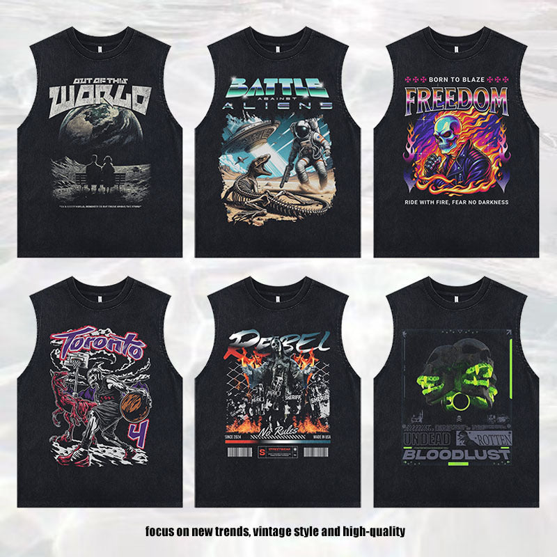 ♠𝔾𝕣𝕠𝕦𝕟𝕕ℤ𝕖𝕣𝕠♠美式風格夏日新款水洗破壞厚磅多款式圖片C區坎肩無袖背心