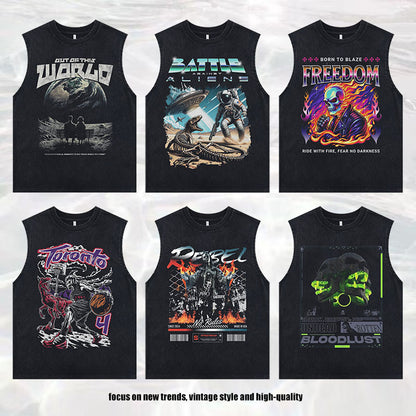 ♠𝔾𝕣𝕠𝕦𝕟𝕕ℤ𝕖𝕣𝕠♠美式風格夏日新款水洗破壞厚磅多款式圖片C區坎肩無袖背心