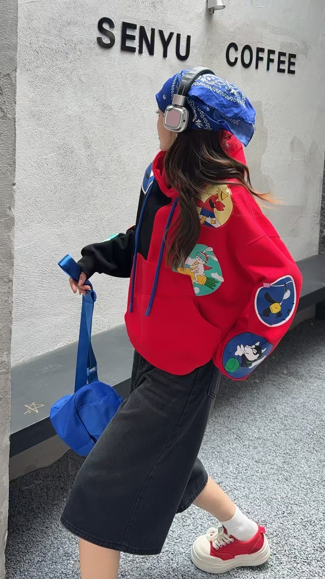 🄶🅁🄾🅄🄽🄳♾🅉🄴🅁🄾25-26SS♾無性別穿搭OverSize美式新款雙色卡通連帽長袖上衣T-SHIRT(現貨優惠)