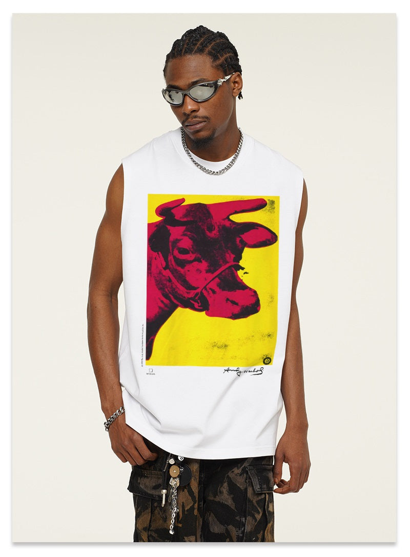 G.Z邁阿密南岸𝔾𝕣𝕠𝕦𝕟𝕕ℤ𝕖𝕣𝕠®✥南裝大佬✥ 美式嘻哈水洗重磅數男女中性牛Cow坎肩背心亞洲版型)