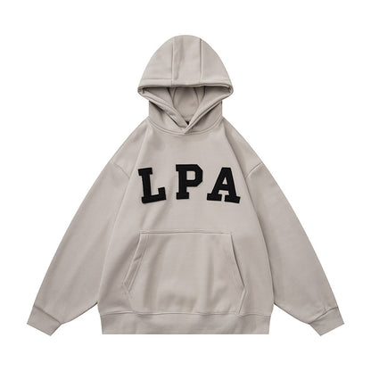 𝔾𝕣𝕠𝕦𝕟𝕕ℤ𝕖𝕣𝕠®2026年秋冬款復古新款厚磅數貼布字母連帽長袖T-shrit 3色