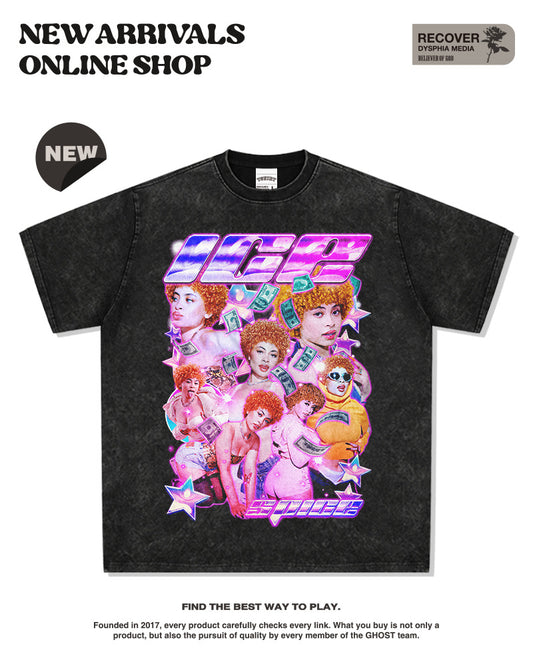 G.Z邁阿密南岸✥𝔾𝕣𝕠𝕦𝕟𝕕ℤ𝕖𝕣𝕠®✥2025年南裝大佬/美式嘻哈寬鬆重磅數Ice Spice男女中性T-Shirt上衣