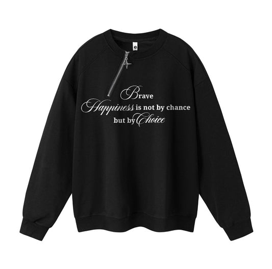 𝔾𝕣𝕠𝕦𝕟𝕕ℤ𝕖𝕣𝕠®2026年秋冬款新款不規則斜口拉鍊圓領長袖上衣T-shrit