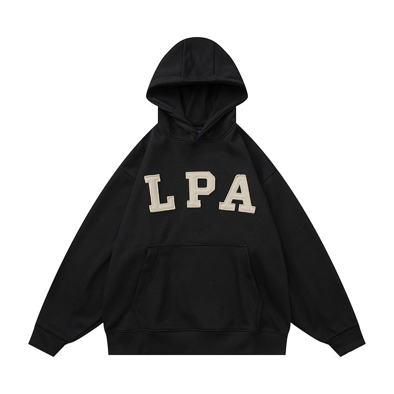 𝔾𝕣𝕠𝕦𝕟𝕕ℤ𝕖𝕣𝕠®2026年秋冬款復古新款厚磅數貼布字母連帽長袖T-shrit 3色