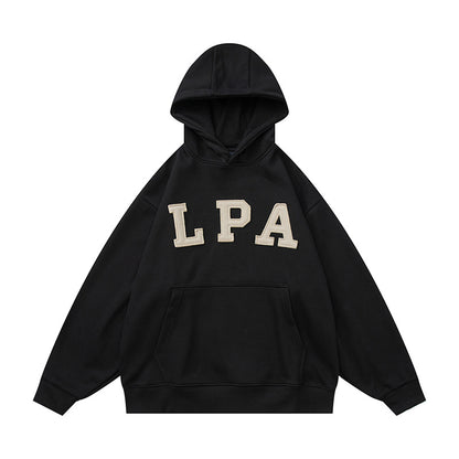 𝔾𝕣𝕠𝕦𝕟𝕕ℤ𝕖𝕣𝕠®2026年秋冬款復古新款厚磅數貼布字母連帽長袖T-shrit 3色