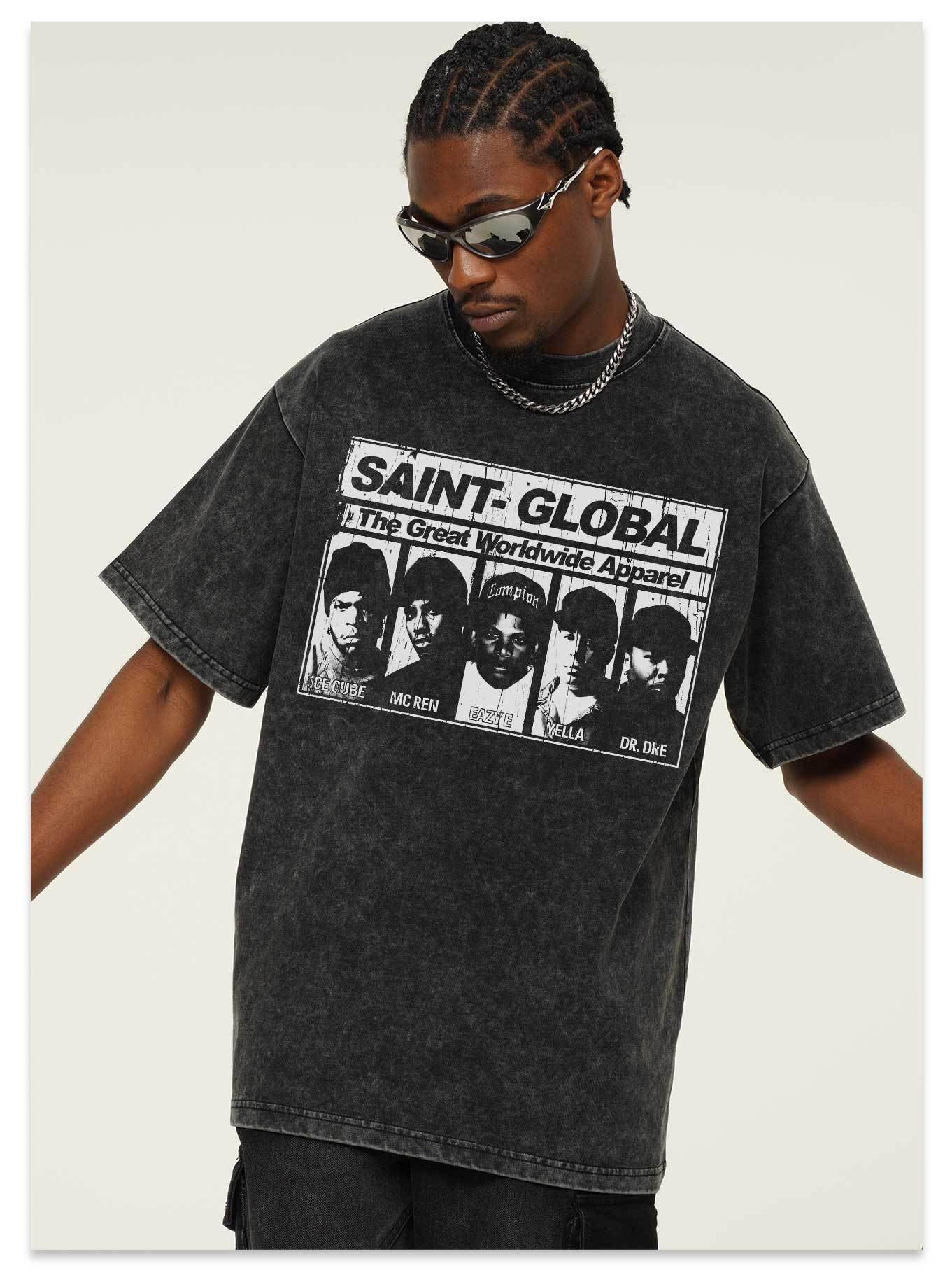 G.Z邁阿密南岸𝔾𝕣𝕠𝕦𝕟𝕕ℤ𝕖𝕣𝕠®✥南裝大佬✥ 美式嘻哈水洗重磅數男女中性N.W.A短袖上衣T-Shirt(亞洲版型)