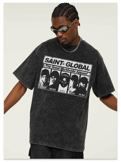 G.Z邁阿密南岸𝔾𝕣𝕠𝕦𝕟𝕕ℤ𝕖𝕣𝕠®✥南裝大佬✥ 美式嘻哈水洗重磅數男女中性N.W.A短袖上衣T-Shirt(亞洲版型)