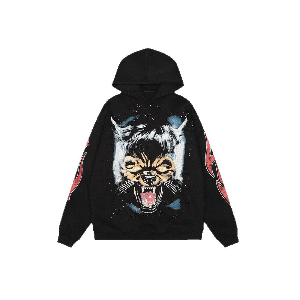 𝔾𝕣𝕠𝕦𝕟𝕕ℤ𝕖𝕣𝕠®2026年秋冬款復古暗夜惡狼連帽長袖上衣T-SHIRT