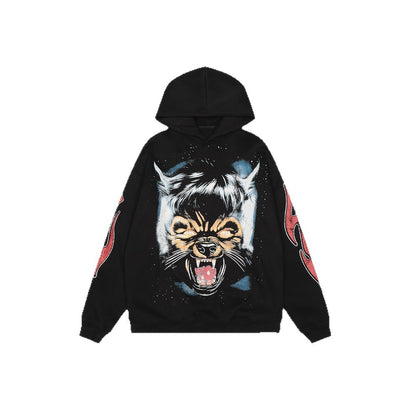 𝔾𝕣𝕠𝕦𝕟𝕕ℤ𝕖𝕣𝕠®2026年秋冬款復古暗夜惡狼連帽長袖上衣T-SHIRT