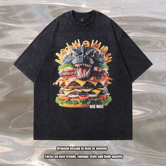 G.Z 邁阿密南岸✥𝔾𝕣𝕠𝕦𝕟𝕕ℤ𝕖𝕣𝕠®✥２０２4南裝大佬/美式嘻哈寬鬆漢堡哥斯拉厚磅數純棉男女中性T-Shirt上衣