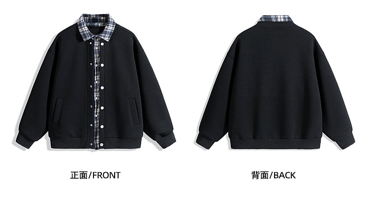 𝔾𝕣𝕠𝕦𝕟𝕕ℤ𝕖𝕣𝕠®2026年秋冬款復古假兩件式立領百搭棒球夾克外套