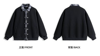 𝔾𝕣𝕠𝕦𝕟𝕕ℤ𝕖𝕣𝕠®2026年秋冬款復古假兩件式立領百搭棒球夾克外套