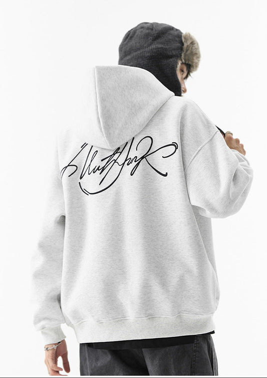 𝔾𝕣𝕠𝕦𝕟𝕕ℤ𝕖𝕣𝕠®2026年秋冬款經典復古草寫字母連帽拉練長袖情侶夾克外套