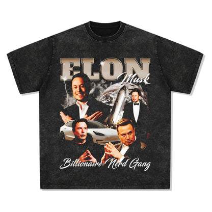 G.Z邁阿密南岸✥𝔾𝕣𝕠𝕦𝕟𝕕ℤ𝕖𝕣𝕠®✥2025年南裝大佬/美式嘻哈寬鬆重磅數Elon Musk男女中性T-Shirt上衣