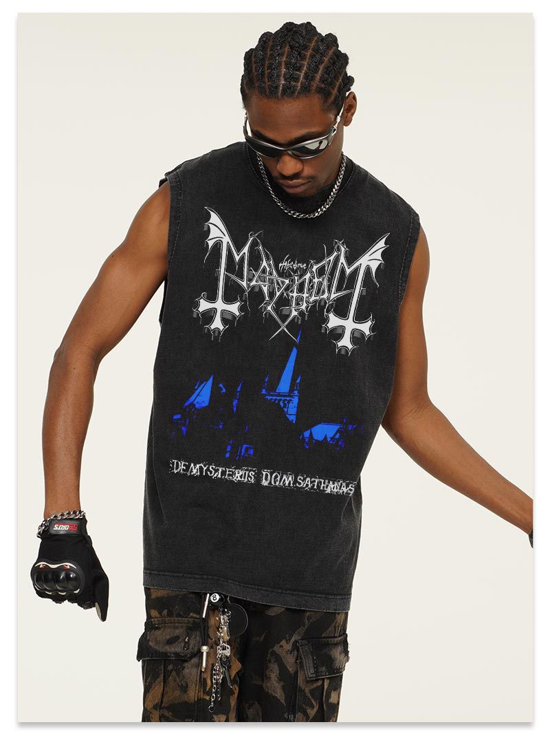 G.Z邁阿密南岸𝔾𝕣𝕠𝕦𝕟𝕕ℤ𝕖𝕣𝕠®✥南裝大佬✥ 美式嘻哈水洗重磅數男女中性Mayhem坎肩背心亞洲版型)