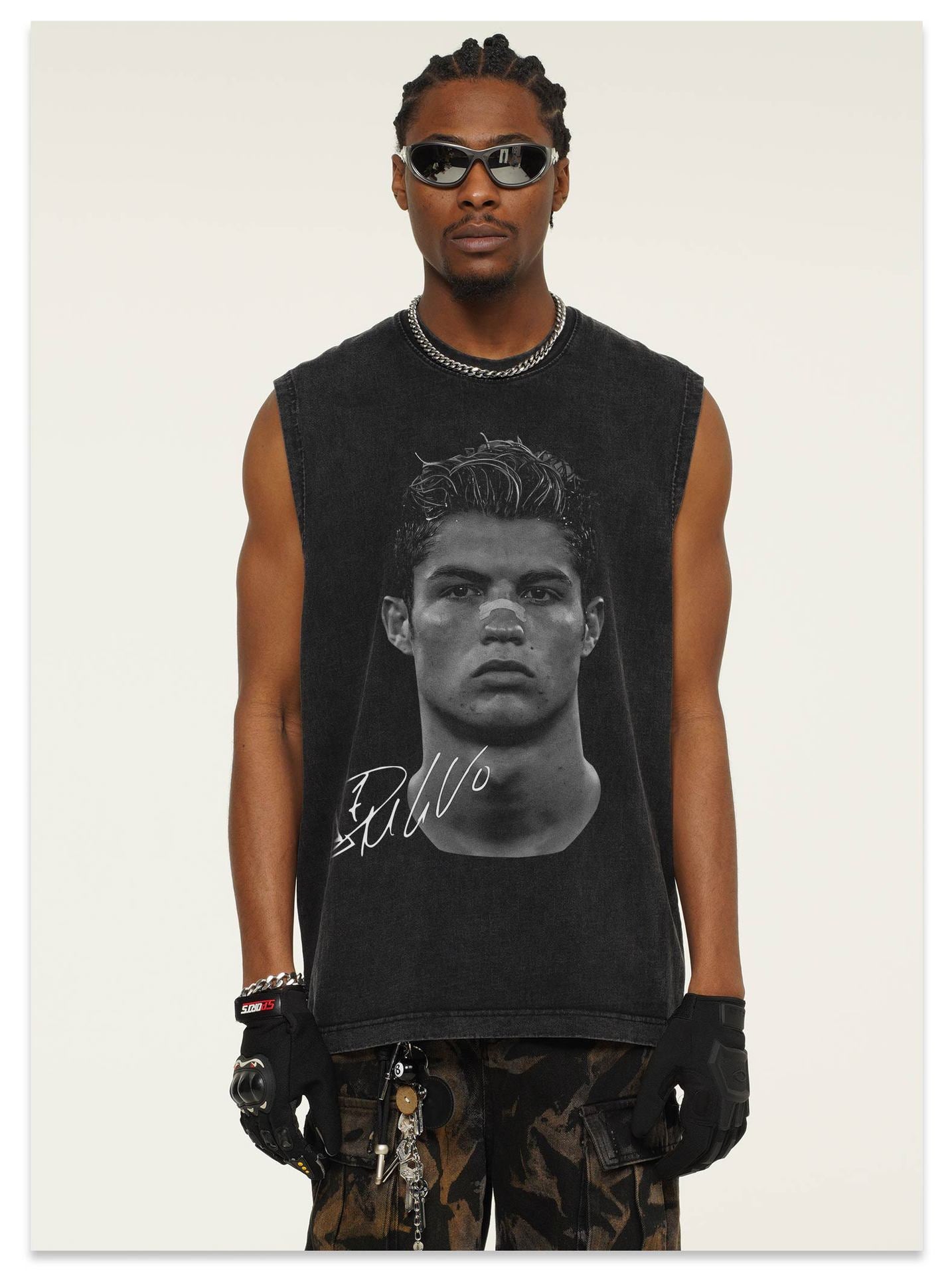 G.Z邁阿密南岸𝔾𝕣𝕠𝕦𝕟𝕕ℤ𝕖𝕣𝕠®✥南裝大佬✥ 美式嘻哈水洗重磅數男女中性C.羅納度坎肩背心亞洲版型)