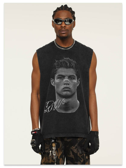 G.Z邁阿密南岸𝔾𝕣𝕠𝕦𝕟𝕕ℤ𝕖𝕣𝕠®✥南裝大佬✥ 美式嘻哈水洗重磅數男女中性C.羅納度坎肩背心亞洲版型)