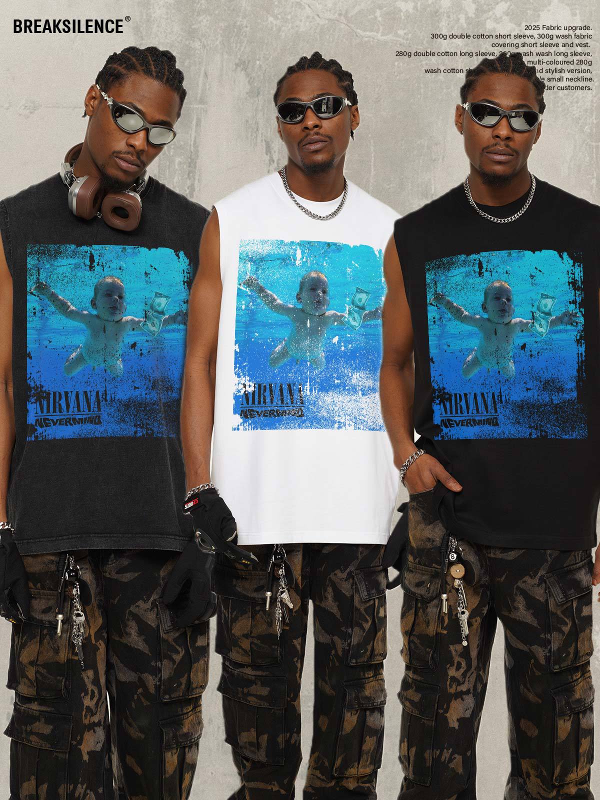 G.Z邁阿密南岸𝔾𝕣𝕠𝕦𝕟𝕕ℤ𝕖𝕣𝕠®✥南裝大佬✥ 美式嘻哈水洗重磅數男女中性NIRVANA坎肩背心亞洲版型)