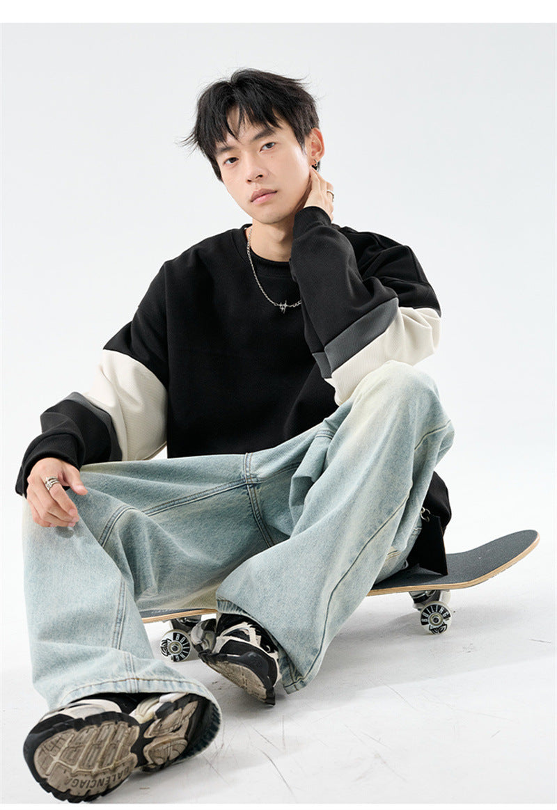 𝔾𝕣𝕠𝕦𝕟𝕕ℤ𝕖𝕣𝕠®2026年秋冬款復古寬鬆拼接圓領長袖T-SHIRT