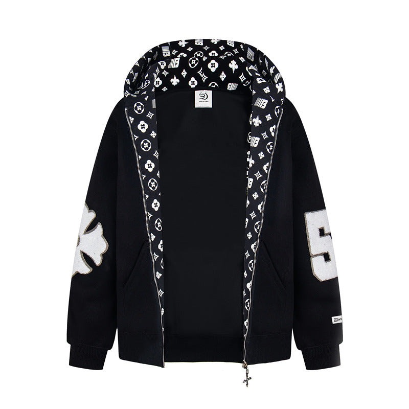 𝔾𝕣𝕠𝕦𝕟𝕕ℤ𝕖𝕣𝕠®2026年秋冬款新款經典復古老花數字連帽夾克外套 4色