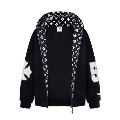 𝔾𝕣𝕠𝕦𝕟𝕕ℤ𝕖𝕣𝕠®2026年秋冬款新款經典復古老花數字連帽夾克外套 4色