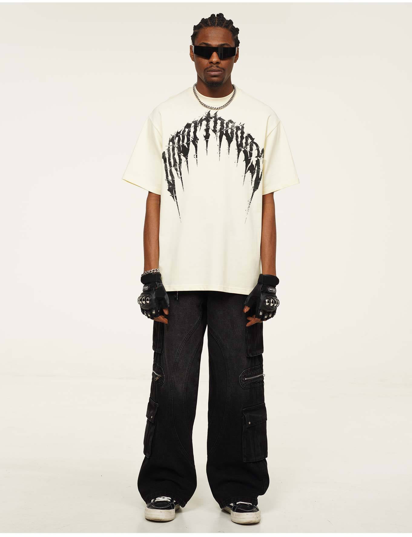 G.Z邁阿密南岸𝔾𝕣𝕠𝕦𝕟𝕕ℤ𝕖𝕣𝕠®✥南裝大佬✥ 美式嘻哈水洗重磅數男女中性荊棘文字短袖上衣T-Shirt(亞洲版型)