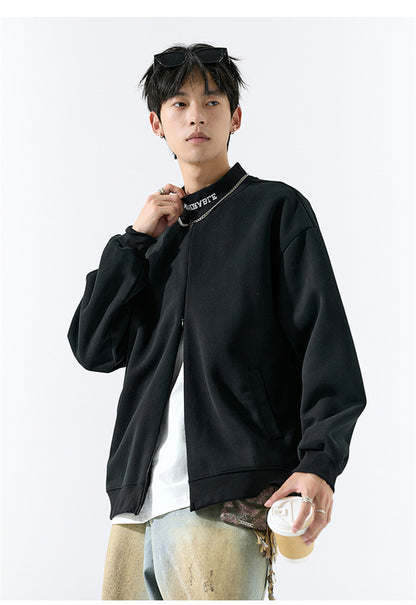 𝔾𝕣𝕠𝕦𝕟𝕕ℤ𝕖𝕣𝕠®2026年秋冬款復古刺繡字母中領半拉練圓領長袖T-SHIRT