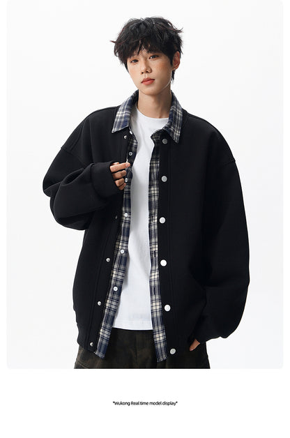 𝔾𝕣𝕠𝕦𝕟𝕕ℤ𝕖𝕣𝕠®2026年秋冬款復古假兩件式立領百搭棒球夾克外套