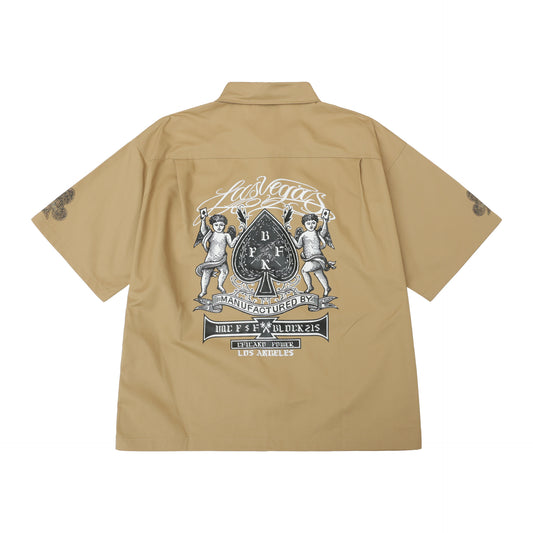 𝔾𝕣𝕠𝕦𝕟𝕕ℤ𝕖𝕣𝕠🎭♠墨西哥♠匪幫⚂2025年⚅美式嘻哈寬鬆上衣經典翻黑桃天使重磅數工作短袖襯衫