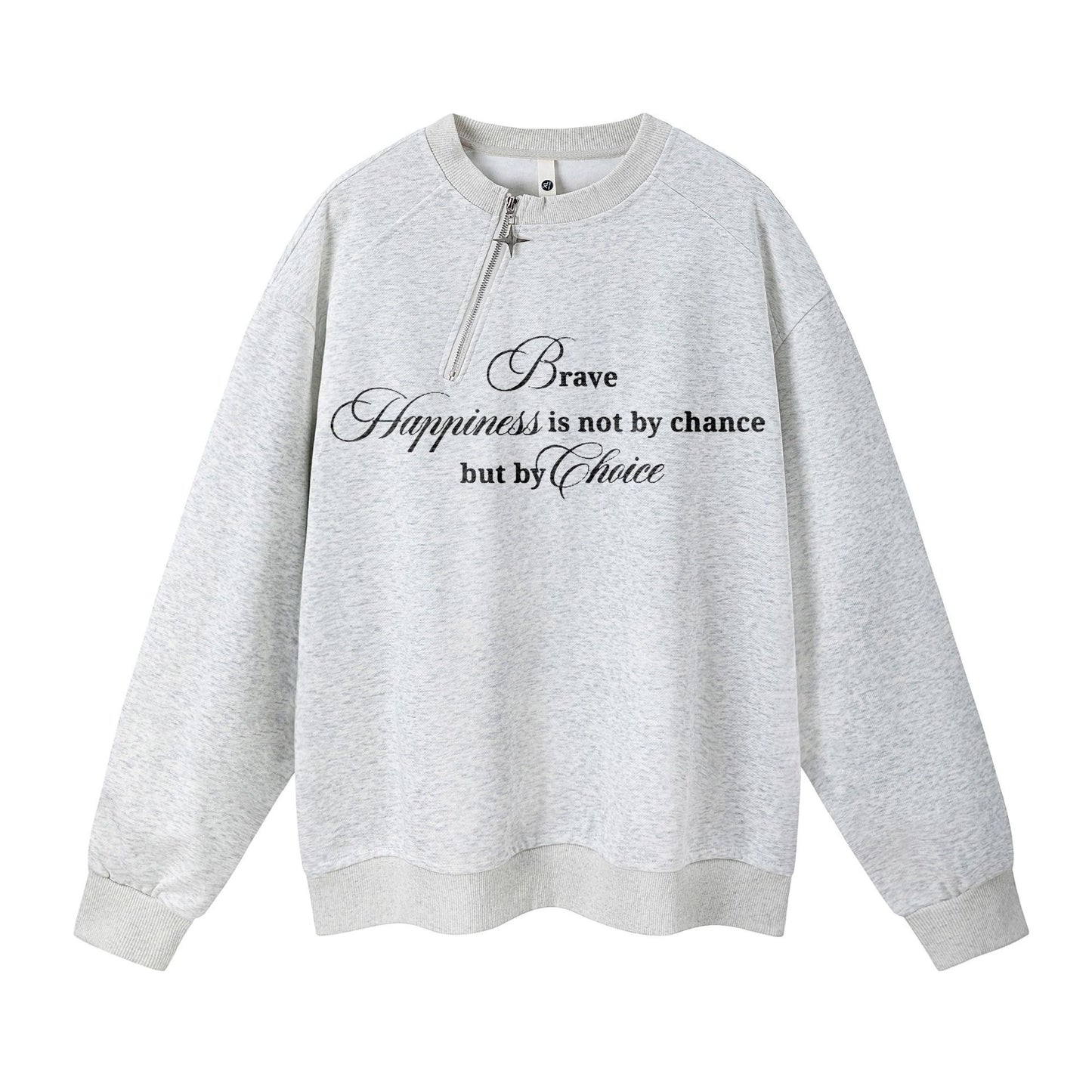 𝔾𝕣𝕠𝕦𝕟𝕕ℤ𝕖𝕣𝕠®2026年秋冬款新款不規則斜口拉鍊圓領長袖上衣T-shrit