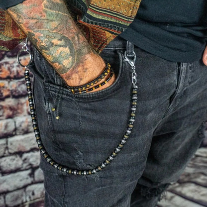 Flexing精品✥𝔾𝕣𝕠𝕦𝕟𝕕ℤ𝕖𝕣𝕠®✥歐美嘻哈設計感黑磨砂石個性褲腰鏈