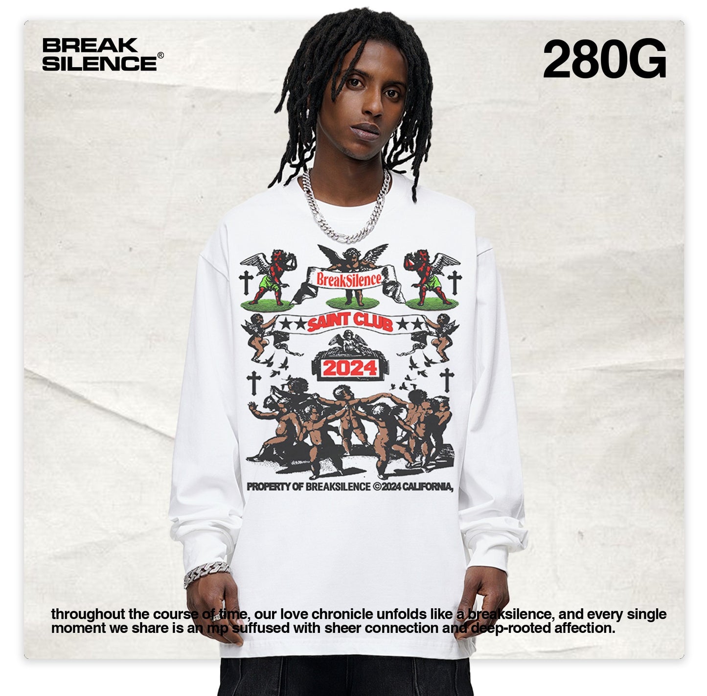 G.Z邁阿密南岸𝔾𝕣𝕠𝕦𝕟𝕕ℤ𝕖𝕣𝕠®✥南裝大佬✥ 美式嘻哈水280g天使俱樂部長袖上衣T-Shirt