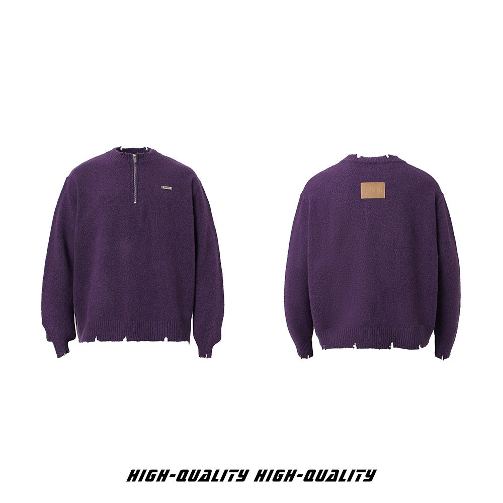 𝔾𝕣𝕠𝕦𝕟𝕕ℤ𝕖𝕣𝕠®2026年秋冬款簡約做舊針織套頭毛衣長袖上衣