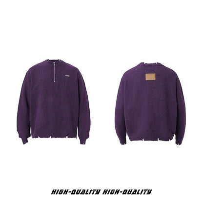 𝔾𝕣𝕠𝕦𝕟𝕕ℤ𝕖𝕣𝕠®2026年秋冬款簡約做舊針織套頭毛衣長袖上衣