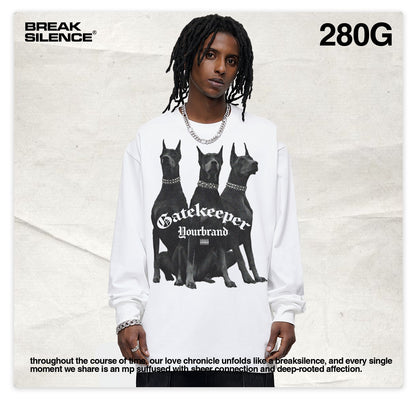 G.Z邁阿密南岸𝔾𝕣𝕠𝕦𝕟𝕕ℤ𝕖𝕣𝕠®✥南裝大佬✥ 美式嘻哈水280g杜賓犬長袖上衣T-Shirt