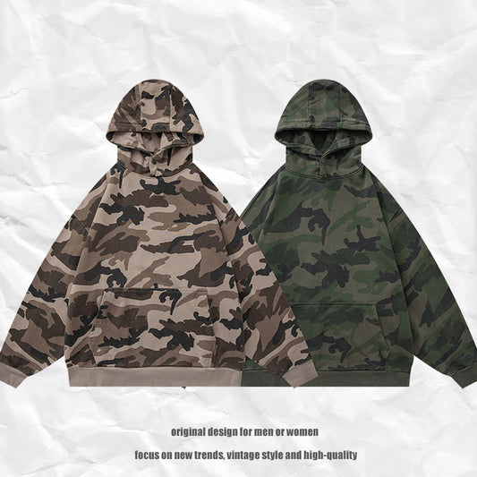 𝔾𝕣𝕠𝕦𝕟𝕕ℤ𝕖𝕣𝕠®2026年秋冬款復古新款厚磅數連帽迷彩長袖T-shrit 2色