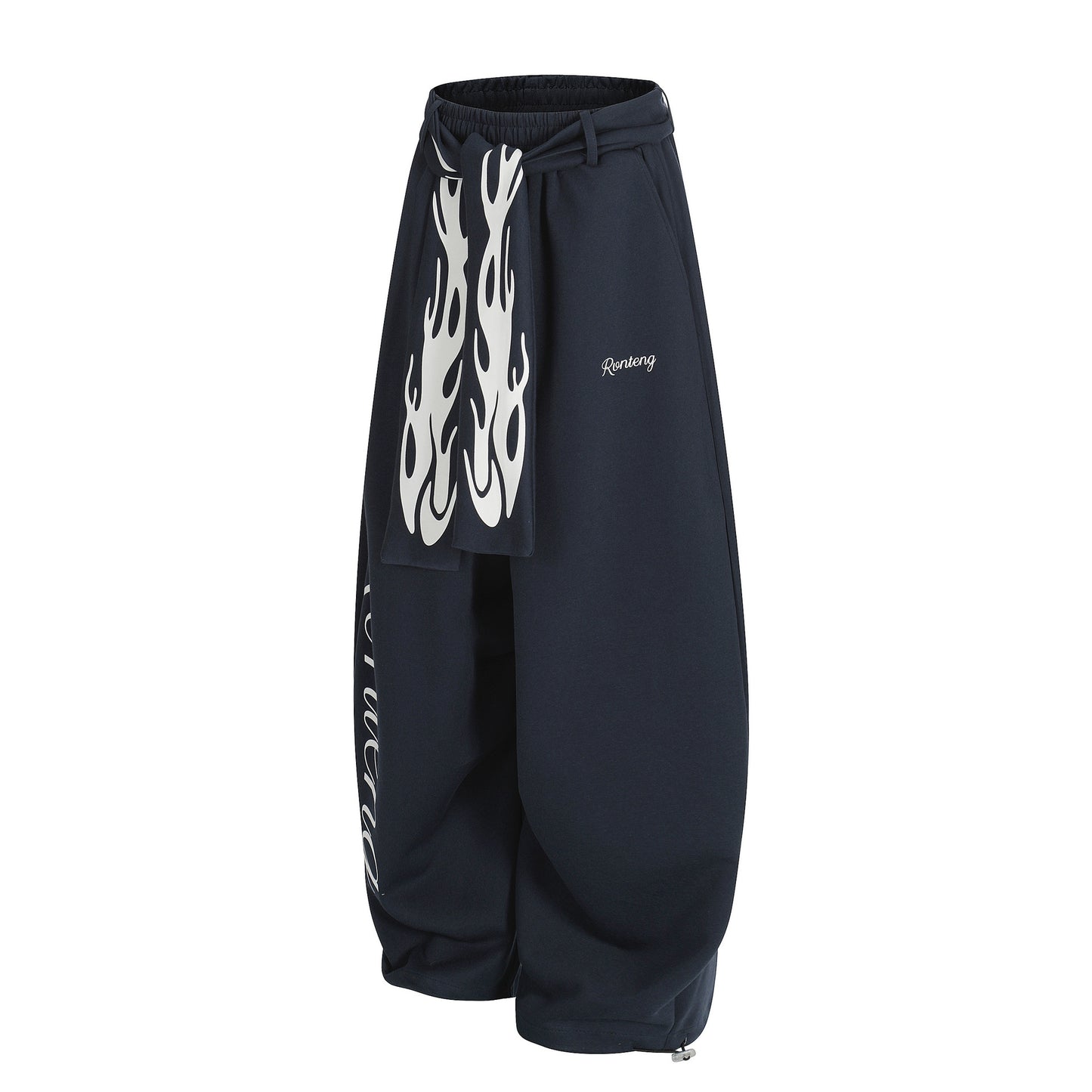 𝔾𝕣𝕠𝕦𝕟𝕕ℤ𝕖𝕣𝕠®2026年秋冬款嘻哈新款火焰腰帶束口彎刀運動長褲