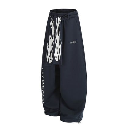 𝔾𝕣𝕠𝕦𝕟𝕕ℤ𝕖𝕣𝕠®2026年秋冬款嘻哈新款火焰腰帶束口彎刀運動長褲