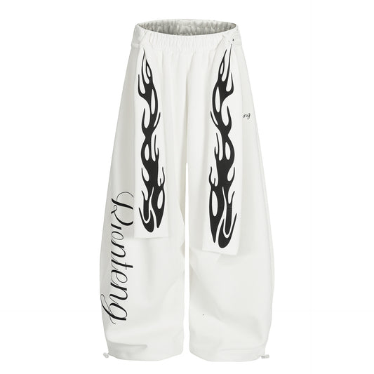 𝔾𝕣𝕠𝕦𝕟𝕕ℤ𝕖𝕣𝕠®2026年秋冬款嘻哈新款火焰腰帶束口彎刀運動長褲