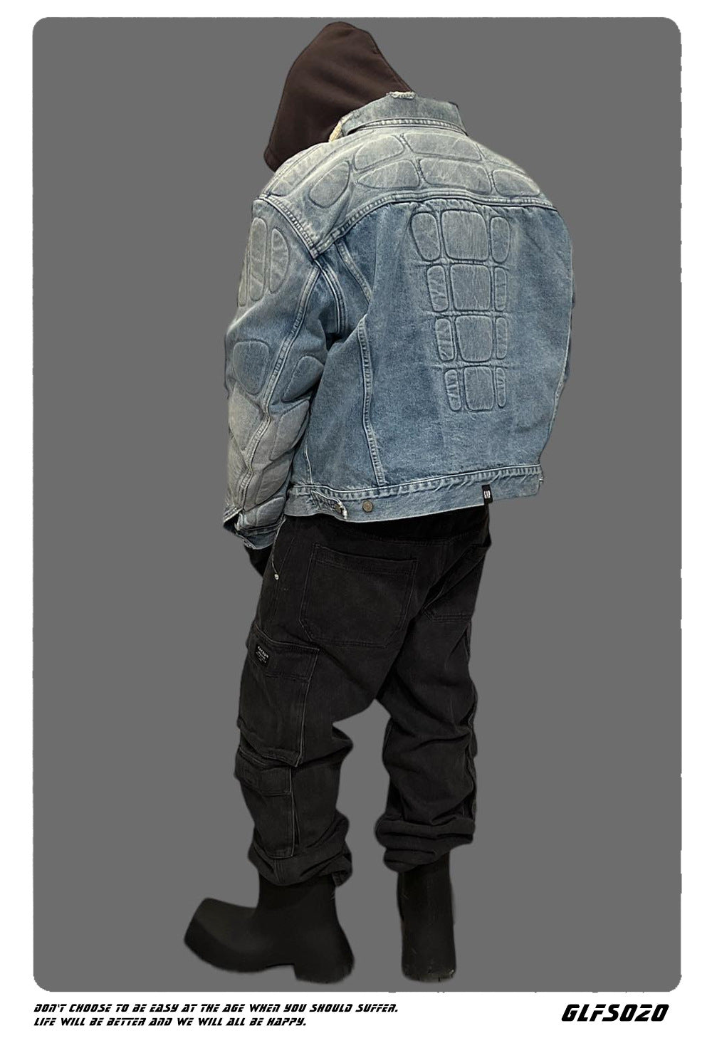 𝔾𝕣𝕠𝕦𝕟𝕕ℤ𝕖𝕣𝕠®2026年秋冬款復古水洗破壞鎧甲短版牛仔夾克外套(限量)
