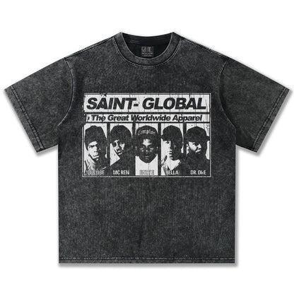 G.Z邁阿密南岸𝔾𝕣𝕠𝕦𝕟𝕕ℤ𝕖𝕣𝕠®✥南裝大佬✥ 美式嘻哈水洗重磅數男女中性N.W.A短袖上衣T-Shirt(亞洲版型)