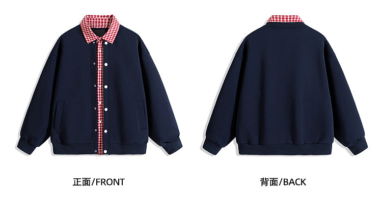 𝔾𝕣𝕠𝕦𝕟𝕕ℤ𝕖𝕣𝕠®2026年秋冬款復古假兩件式立領百搭棒球夾克外套