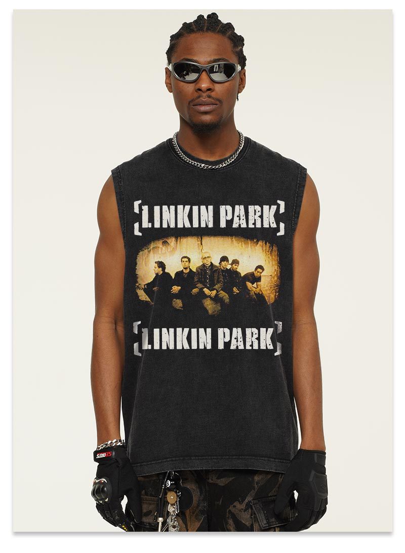 G.Z邁阿密南岸𝔾𝕣𝕠𝕦𝕟𝕕ℤ𝕖𝕣𝕠®✥南裝大佬✥ 美式嘻哈水洗重磅數男女中性Linkin Park坎肩背心亞洲版型)