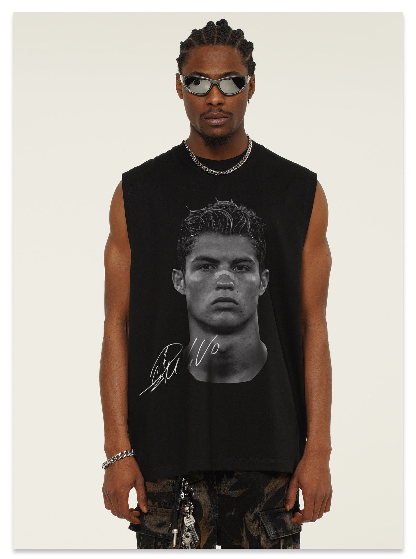 G.Z邁阿密南岸𝔾𝕣𝕠𝕦𝕟𝕕ℤ𝕖𝕣𝕠®✥南裝大佬✥ 美式嘻哈水洗重磅數男女中性C.羅納度坎肩背心亞洲版型)