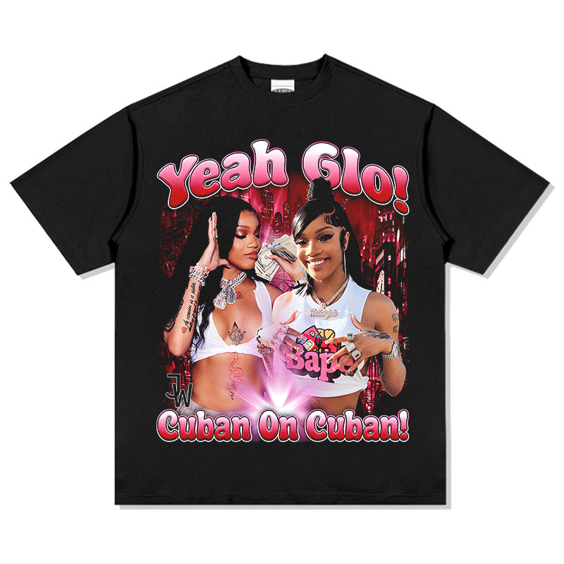 G.Z邁阿密南岸✥𝔾𝕣𝕠𝕦𝕟𝕕ℤ𝕖𝕣𝕠®✥2025年南裝大佬/美式嘻哈寬鬆重磅數GloRilla中性T-Shirt上衣