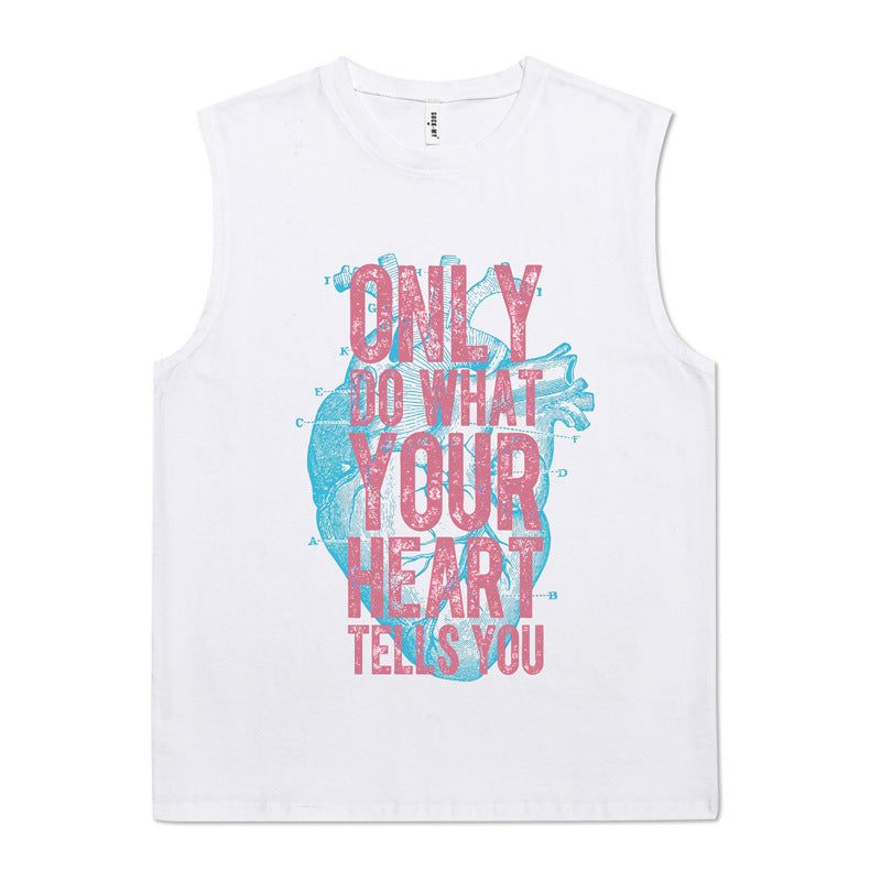 ♠ 𝔾𝕣𝕠𝕦𝕟𝕕ℤ𝕖𝕣𝕠♠美式風格夏日新款純棉跳動心臟多色坎肩無袖背心T-Shirt