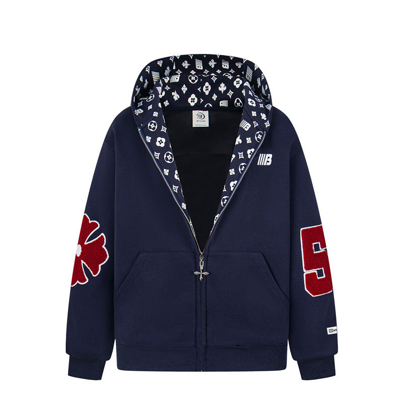 𝔾𝕣𝕠𝕦𝕟𝕕ℤ𝕖𝕣𝕠®2026年秋冬款新款經典復古老花數字連帽夾克外套 4色