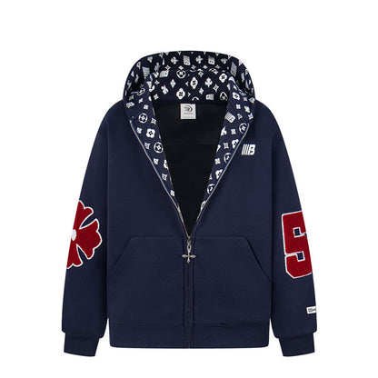 𝔾𝕣𝕠𝕦𝕟𝕕ℤ𝕖𝕣𝕠®2026年秋冬款新款經典復古老花數字連帽夾克外套 4色